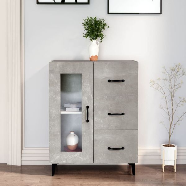 vidaXL Komoda betónovo sivá 69,5x34x90 cm kompozitné drevo