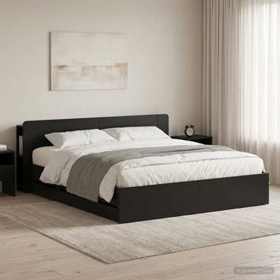 vidaXL Posteľový rám s úložným priestorom a čelom Čierna 180 x 200 cm