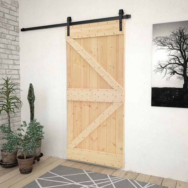 vidaXL Posuvné dvere Prírodná a čierna 90 x 210 cm Borovicový masív