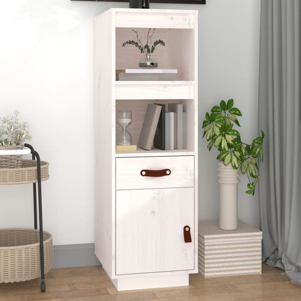 vidaXL Vysoká skrinka biela 34x40x108,5 cm masívna borovica