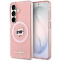 Obal Karl Lagerfeld IML Repeated Choupette MagSafe pre Samsung Galaxy S26 Plus ružový