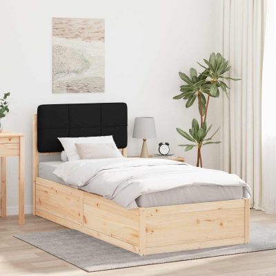 vidaXL Rám postele s čalúneným čelom Čierna 90 x 200 cm