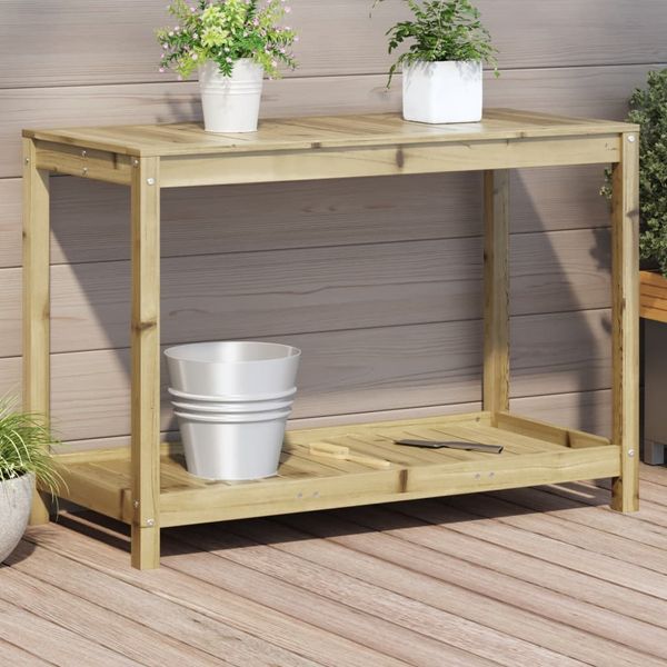 vidaXL Stôl na presádzanie s policou 108x50x75 cm impreg. borovica