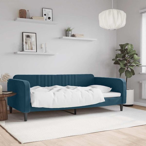 vidaXL Denná posteľ modrá 100x200 cm zamat