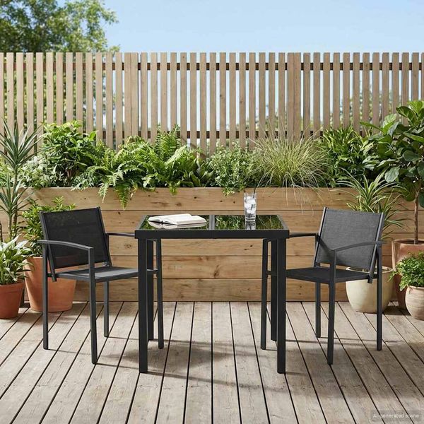 vidaXL Záhradný nábytok 3 pcs Čierna a antracit 80 x 80 x 73 cm