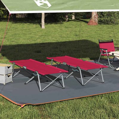 vidaXL Skladacia kempingová posteľ 2 pcs Červená 194 x 62,5 x 42,5 cm