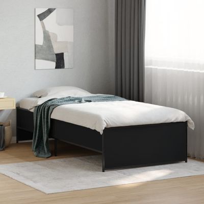 vidaXL Posteľný rám čierny 90x190 cm kompozitné drevo a kov
