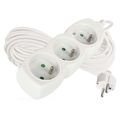 Predlžovací kábel 10 m / 3 zásuvky / biely / PVC / 1,5 mm2