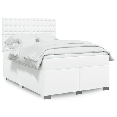 vidaXL Boxspring posteľ s matracom biela 140x200 cm umelá koža