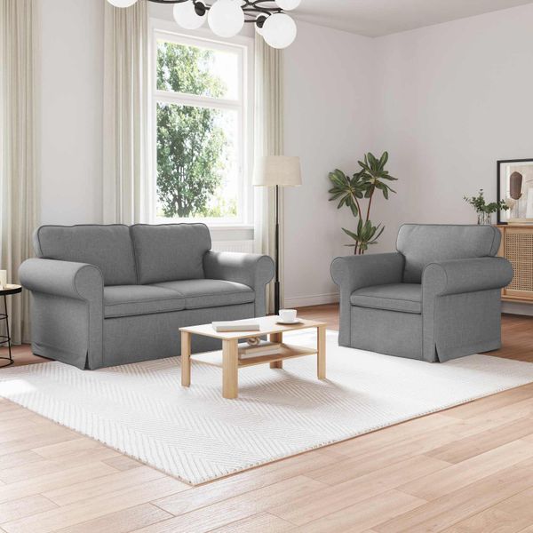 vidaXL Sada pohoviek 2 pcs Svetlosivá 155 x 82 x 80 cm látka