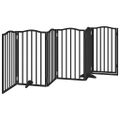 vidaXL Brána pre psa dvere sklad. 6-panel. čierna 300cm topoľové drevo