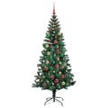 vidaXL Umelý predsvietený vianočný stromček Zelená 180 cm PVC a kov