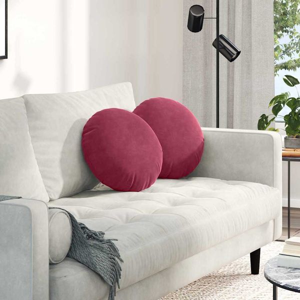 vidaXL Vankúše na sedenie 2 pcs Víno červené Ø 40 x 13 cm Zamat