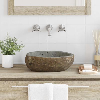 vidaXL Baňa z riečneho kameňa Svetlosivá (30-37) x (25-30) x 12 cm
