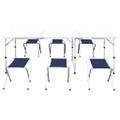 Skladací kempingový set, stôl+6 stoličiek, nastaviteľná výška 180x60cm