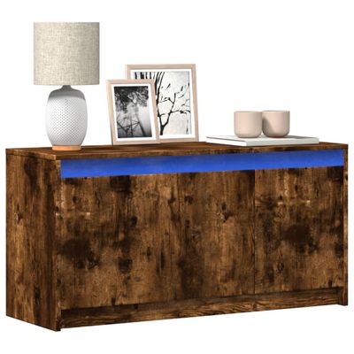 vidaXL TV stolík s LED dymový dub 100x34x50 cm kompozitné drevo