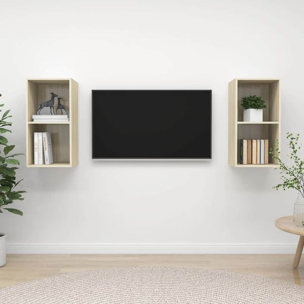 vidaXL Nástenné TV skrinky 2 ks, dub sonoma, kompozitné drevo