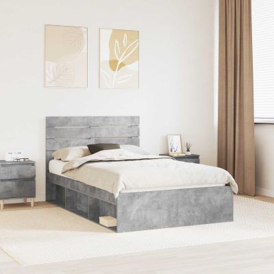 vidaXL Rám postele Betónová šedá 135 x 190 cm Masívne borovicové drevo