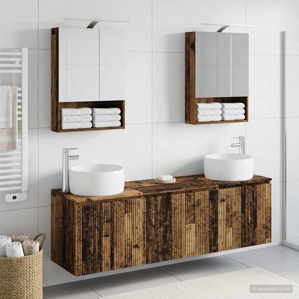 vidaXL Set kabinetov do kúpeľne 5 pcs Staré drevo Kompozitné drevo
