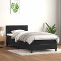 vidaXL Posteľný rám boxspring s matracom a LED čierny 90x220 cm zamat