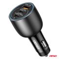 Nabíjačka do auta 2x USB C port + USB A port 12/24V 100W AMIO-04371