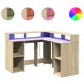 vidaXL Stôl s LED svetlami dub sonoma 130x130x91 cm kompozitné drevo