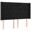 vidaXL Čelo postele s LED čierne 163x16x118/128 cm zamat