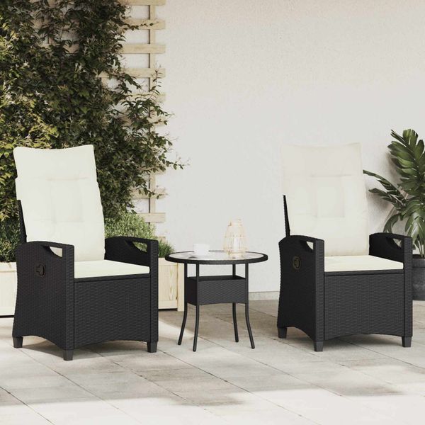 vidaXL Záhradná stolička 2 pcs Čierna a krémová 56 x 60 x 112 cm