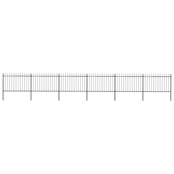 vidaXL Záhradný plot s vrchnou časťou z ocele 1070x120 cm čierny