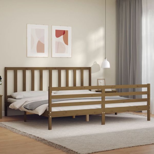 vidaXL Posteľný rám s čelom medovo-hnedý 200x200 cm masívne drevo