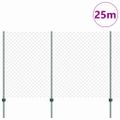 vidaXL Sieťový plot s stĺpom 25 x 1,5 m Pozinkovaná oceľ Zelená