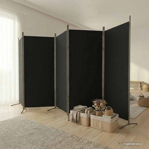 vidaXL 5-panelový paraván čierny 433x180 cm látkový