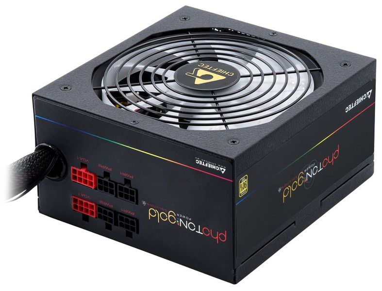 CHIEFTEC zdroj GDP-750C-RGB / Photon Gold Series / 750W / 140mm fan / akt. PFC / modulární kabeláž / 80PLUS Gold Zdroj, ATX, 750W, aktivní PFC, 140mm ventilátor, RGB podsvícení, cástecne modulární kabeláž, 80PLUS Gold