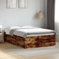 vidaXL Posteľný rám dymový dub 135x190 cm kompozitné drevo
