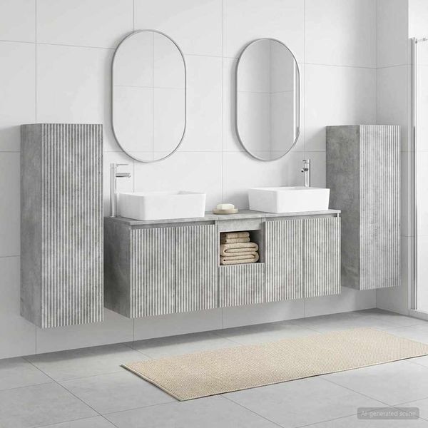 vidaXL Sada kúpeľňového nábytku 5 ks Betónovo sivá 33 x 34,5 x 100 cm