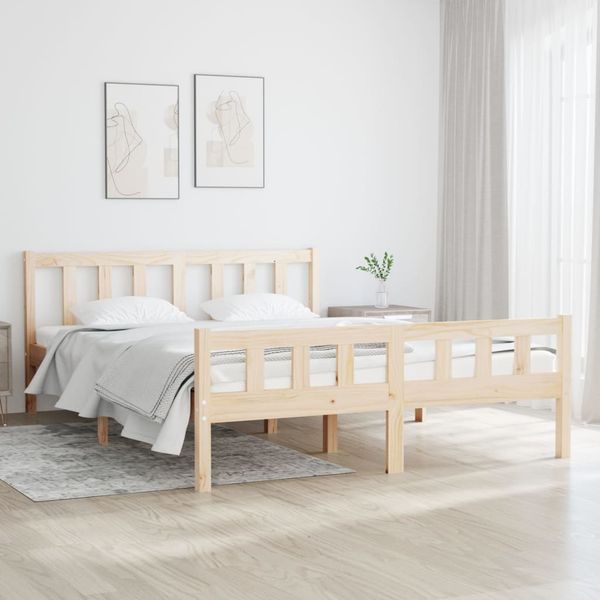 vidaXL Posteľný rám, drevený masív 135x190 cm, dvojlôžko
