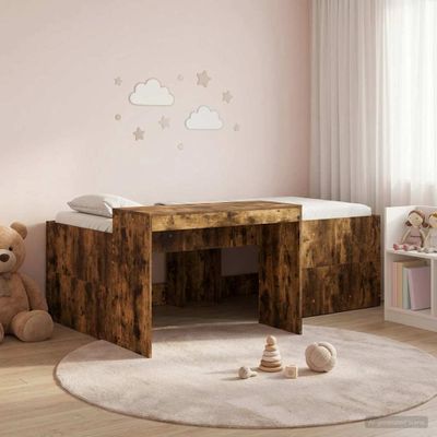 vidaXL Detská vysoká posteľ s pultom Dymový dub 80 x 200 cm