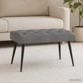 vidaXL Lavica s gombíkovým prešívaním Tmavosivá 80 x 40 x 46 cm Zamat