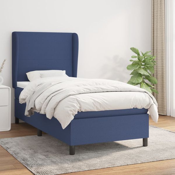 vidaXL Boxspring posteľ s matracom modrá 100x200 cm látka