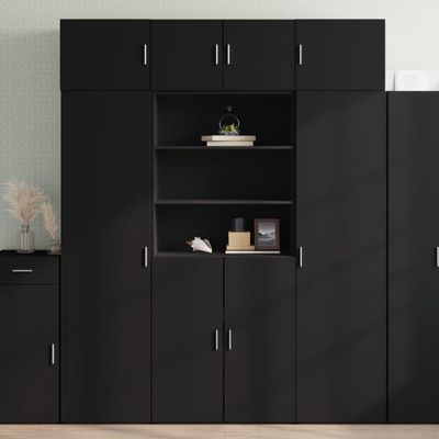 vidaXL Vysoká skrinka čierna 80x42,5x185 cm kompozitné drevo