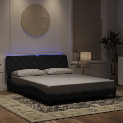 vidaXL Rám postele s LED bez matraca čierny 160x190 cm zamat