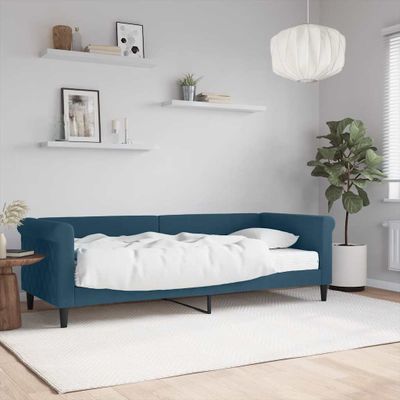 vidaXL Denná posteľ s matracom modrá 80x200 cm zamat