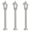 vidaXL Vonkajšie stojace lampy 3 ks strieborné 80cm nehrdzavejúca oceľ