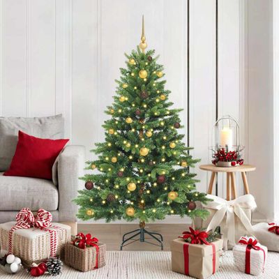 vidaXL Umelý vianočný stromček s 150 LED-i Zelená 150 cm PE a PVC
