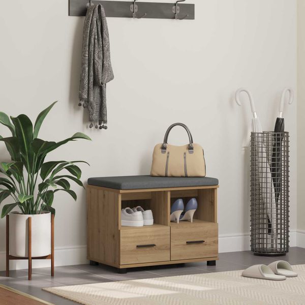 vidaXL Predsieňová lavica s vankúšom Remeselný Dub 60 x 38 x 46 cm