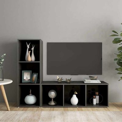 vidaXL TV skrinky 2 ks, lesklé sivé 107x35x37 cm, kompozitné drevo