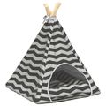 vidaXL Psí teepee s vankúšom Biela a šedá 40 x 40 x 50 cm Polyester