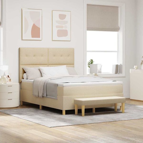 vidaXL Posteľ s pružinovým rámom Krémová 200 x 160 cm látka