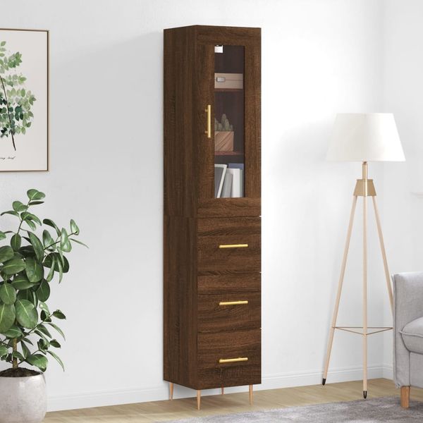 vidaXL Vysoká skrinka hnedý dub 34,5x34x180 cm spracované drevo