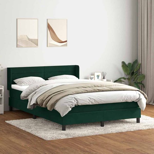 vidaXL Posteľný rám boxsping s matracom tmavozelený 160x220 cm zamat